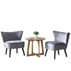 Velvet Retro Lounge Accent Chair Wood Legs Occasional Bedroom Living Room Grey