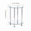 Pair of Round Clear Tempered Glass Sofa Side End Table Bedside Table w/ Storage