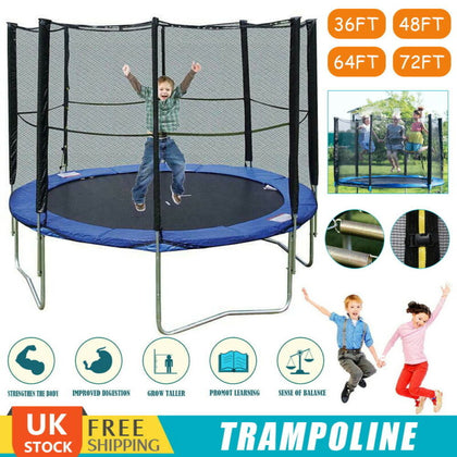 6/8/10/12/14FT Trampoline Net Load-Bearing 400KG Enclosure Rebounder Padded Pad