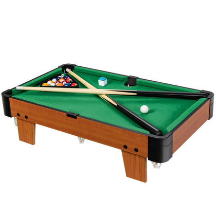 Mini Billiards Pool Table Wooden Tabletop Snooker Game Set Family Fun Game