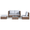 Modern Garden Furniture Set 5 Piece Table Chairs Sofa Wicker Patio Set Rattan UK