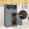 Bathroom Floor Cabinet Wooden Storage Cupboard with Adjustable Shelf & Doors