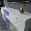 Modern LED Light TV Unit Cabinet Stand 160cm Media 2 Doors + Shelf White