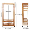 Bamboo Clothes Rail Rack Garment Closet Storage Organizer Hanging Shelf On-Wheel
