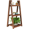 3-Tier Folding Garden Plant Stand Multifunctional Wooden Flower Display Shelves