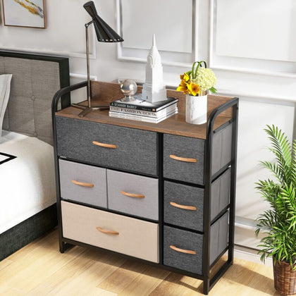 Fabric Chest of Drawers 3-tier Storage Organizer Unit 7-Drawer Dresser Bedroom
