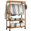 Upgrade Rolling Clothes Rail Hanging Garment Rack Stand 2Tier Shoe Storage Shelf