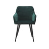 Set of 2 Green Velvet Dining Chairs with Arm rest Kitchen Dining Room Chairs