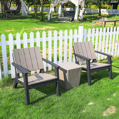 Wood Effect Garden Barrel Table &Chairs Set Storage Unit Outdoor Patio Furniture