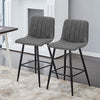 2X Grey Velvet Bar Stools Breakfast Stool Kitchen Pub Chair Metal Leg Modern