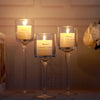 Set of 3 Tall Glass Candle Tea Light Holders Wedding Table Centre Candles Stand