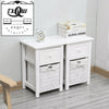 2PC Modern Bedside Tables Night Stand Cabinet Storage Drawer Wicker Basket Stand