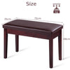 2-in-1 PU Leather Piano Bench Stool Double Duet Seat w/Padded Cushion Coffee