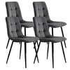 Set of 4 Dining Chairs with Backrest Metal Legs Velvet Seat Kitchen Chairs Grey