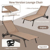 Patio Chaise Lounge Chair Metal Reclining Lounger Outdoor Recliner with Wheels