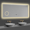 LED Bathroom Mirror illuminated Demister Pad Bluetooth Clock Magnifier Dimmable