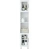 Bathroom Tall Cabinet Slim Freestanding Storage Organizer Cupboard 2 Glass Doors