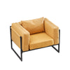 New Faux Leather Sofa Arm Chairs 1 Seat Metal Legs Padded Cushion Living Room