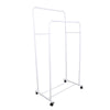 Double Clothes Rail Rack Garment Hanging Display Stand 4 Wheels Portable Armoire