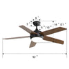 Silent 5 Wood Blades Ceiling Lamp Fan Light LED Chandelier Remote Control 3Speed