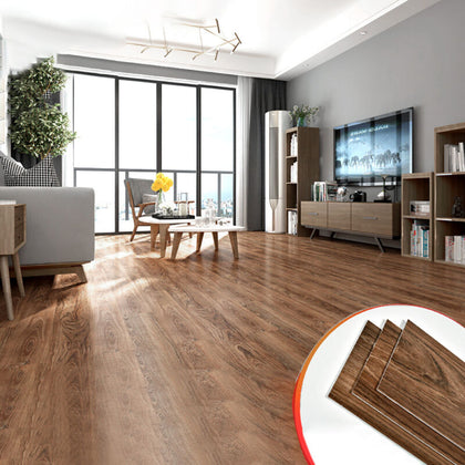 36pcs Walnut Brown Self Adhesive Floor Plank Tiles Vinyl Wood Grain Wall Sticker