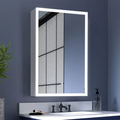 Single Door Led Medicine Cabinet with Mirror 50*70CM Bathroom Wall 3 Color Mode