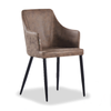 Zarah Faux Leather Armchair | Modern Dining Chair Brown Chocolate Latte Mocha UK