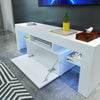 Modern TV Unit Stand Cabinet White Sideboard High Gloss Door Matt Body LED Wood