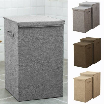 Large Laundry Baskets Washing Clothes Storage Folding Basket Bin Box With Lid UK