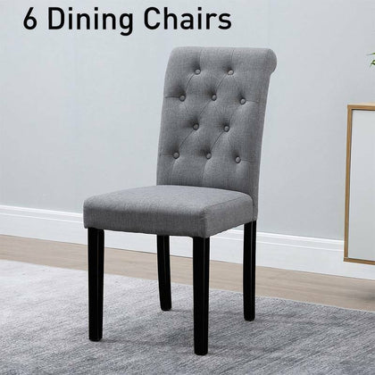 6 Pcs Dining Chairs Fabric Padded Black Chair Legs Furniture Home Modern Grey BN