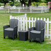 Black Garden Rattan Furniture Set With Storage Table 2 Armchairs Cushion Set NEW