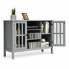 Grey Wood TV Cabinet Stand Unit Sideboard Cupboard Storage Shelves Console