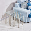 Square Nest of 3 Tables Glass Nested Side End Tables Set Black Clear Modern Home