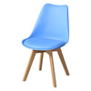 2 X Blue Dining Chair Wooden Legs Faux Leather Chair Home Office Dining Room New