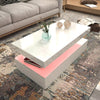 Modern High Gloss White Wood Coffee Table for Living Room RGB LED Lights