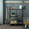 Foldable Storage Shelves on Wheels 3-Tier Heavy-Duty Steel Rack Shelving Units