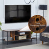 Brown Wooden TV Cabinet Metal Leg with Compartment Shelf Unit Industrial Style
