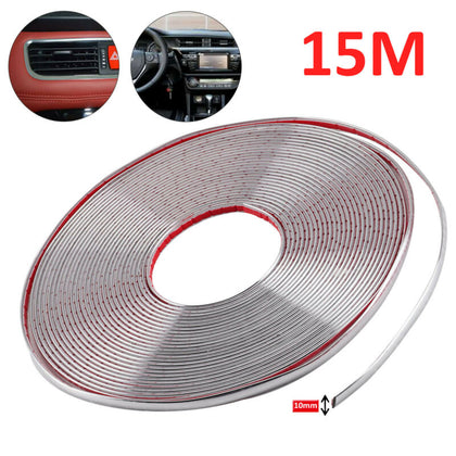 10MM x 15M CHROME STYLING MOULDING TRIM STRIP SELF ADHESIVE - METRE METER WINDOW