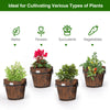 3PCS Wooden Planter Barrel Set Garden Patio Nesting Burnt Wood Bucket Planters