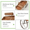 Wood Wagon Flower Planter Outdoor Decorative Pot Stand W/ Wheels & 2 Sections