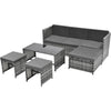 6-seater 7-angle Backrest Sofa Table PE Rattan Garden Furniture Patio Lounge Set