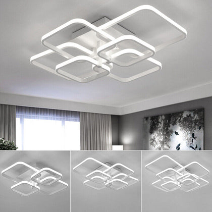 Square LED Ceiling Light Lamp Chandelier Lights Bedroom Living Room 4/6/8 Head