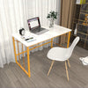 48" Home Computer Office Desk Coffee Table Metal Texture Study Workstation White