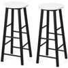 Set of 2 Bar Stools Faux Marble Pub Chair Round Kitchen Dining Chair W/ Footrest