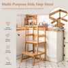 Kids Kitchen Step Stool 2-Step Toddler Standing Tower with 4-Side Safety Rail