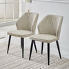 Set of 2 Faux Leather Dining Chairs PU Padded Metal Leg Restaurant Accent Chair