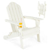 Folding Garden Adirondack Chair Ergonomic Outdoor Patio Sun Lounger W/Cup Holder