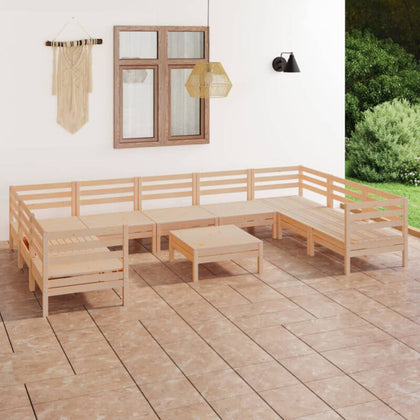 10 Piece Garden Set Solid Pinewood F8S3