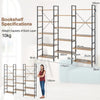 Industrial 5-tier Bookshelf Triple Bookcase Freestanding Ladder Display Shelf