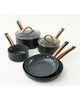 5 Piece Black Heritage Ceramic Induction Hob Saucepan Set Non Stick Frying Pan